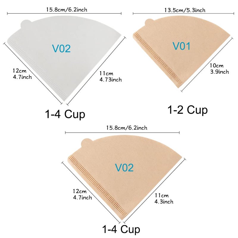 YQL V01 Coffee Filter, 200 Count Size 01 Natural Unbleached Disposable Coffee Filters Paper Fit for Drip Coffee Dripper - Image 2